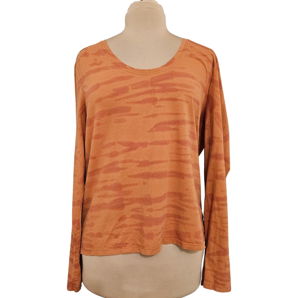 Pact Organic Cotton Long Sleeve Tie Dye Top Orange Terracotta XL Boho